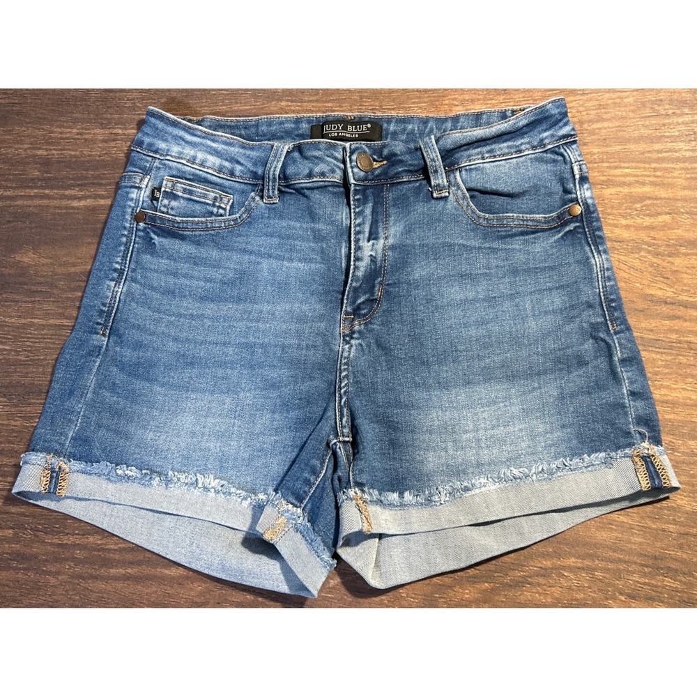 Judy Blue Women's Size 28 Cut-Off Cuffed Jean Shorts Stretch Mid-Rise